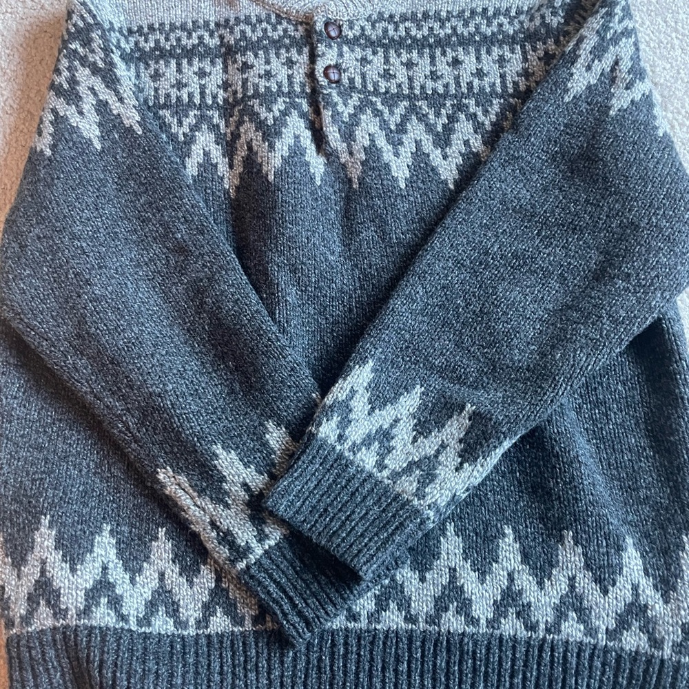L.L. Bean Charcoal and Cream Crewneck Sweater